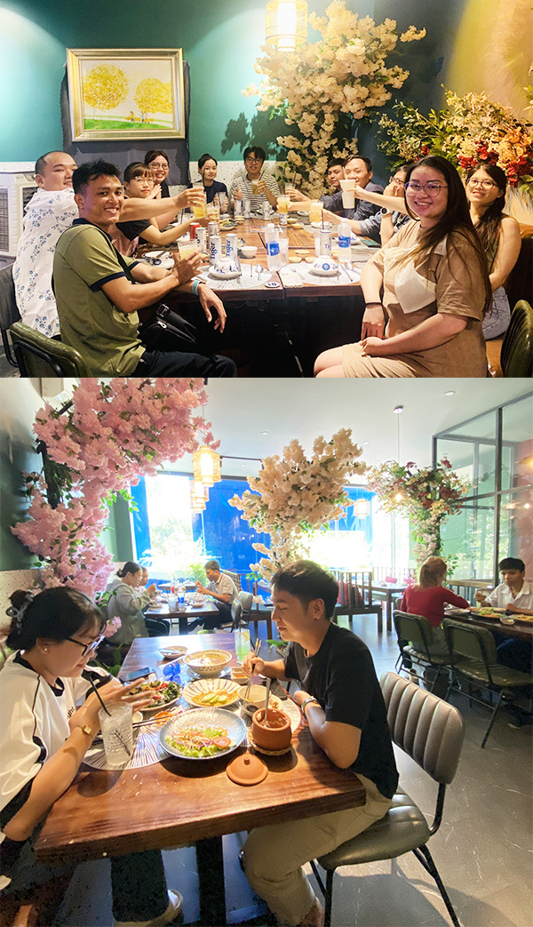 Khong gian nha hang Khe com nieu thoang dang trang tri dep